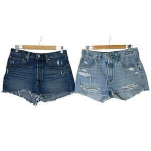 Levi’s 501 Women Bundle Of 2 Denim Jean Cut Off Shorts Size 30 Distressed